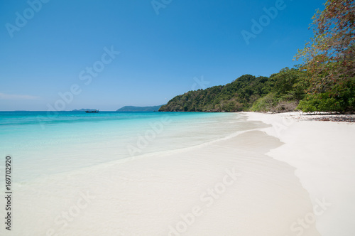 White sand and clear sea water of tafook island of Myanmar