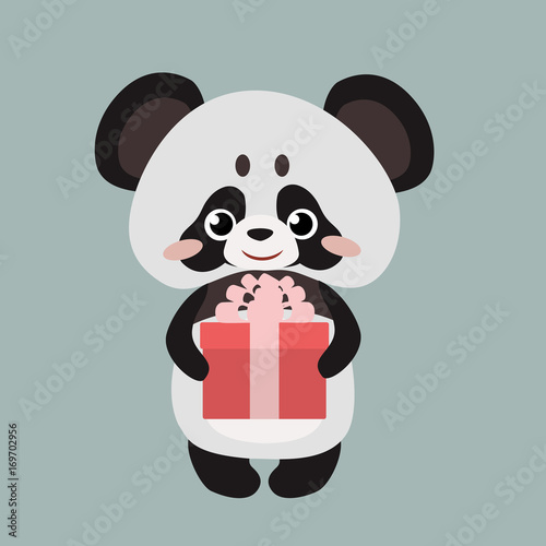 Fototapeta Naklejka Na Ścianę i Meble -  Cute panda with a gift