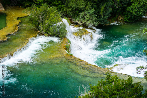 Waterfalls in Krka national Park in Croatia.