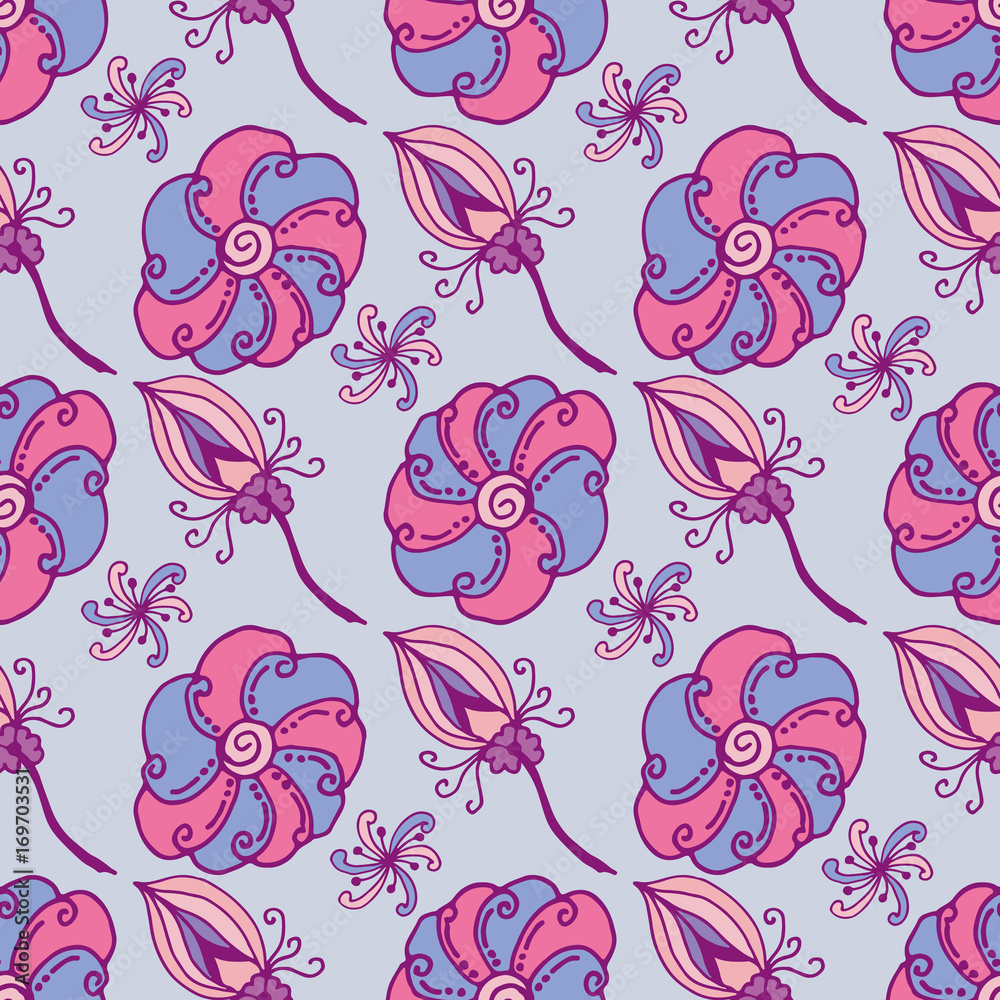 Fototapeta premium Color flower seamless pattern