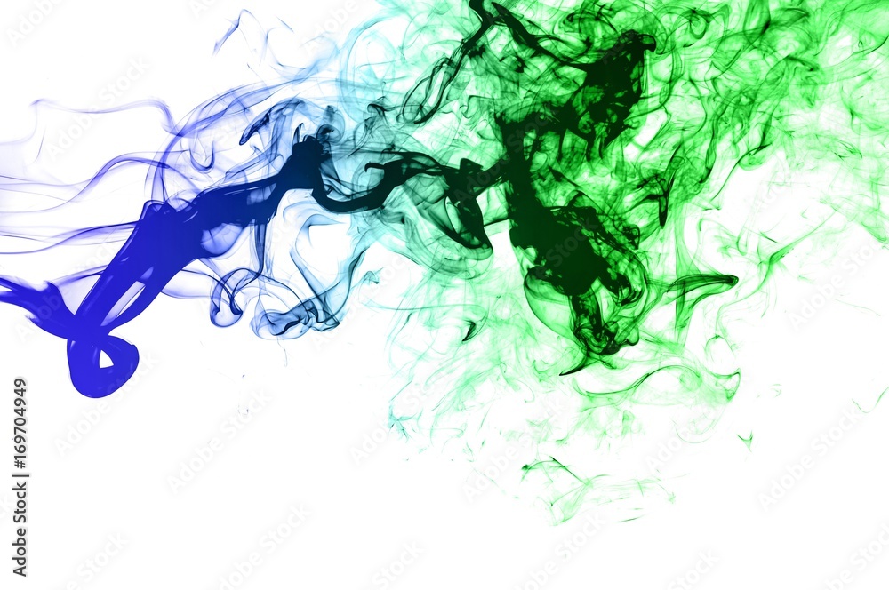 Obraz premium Abstract background wave of smoke.Blue and green wave