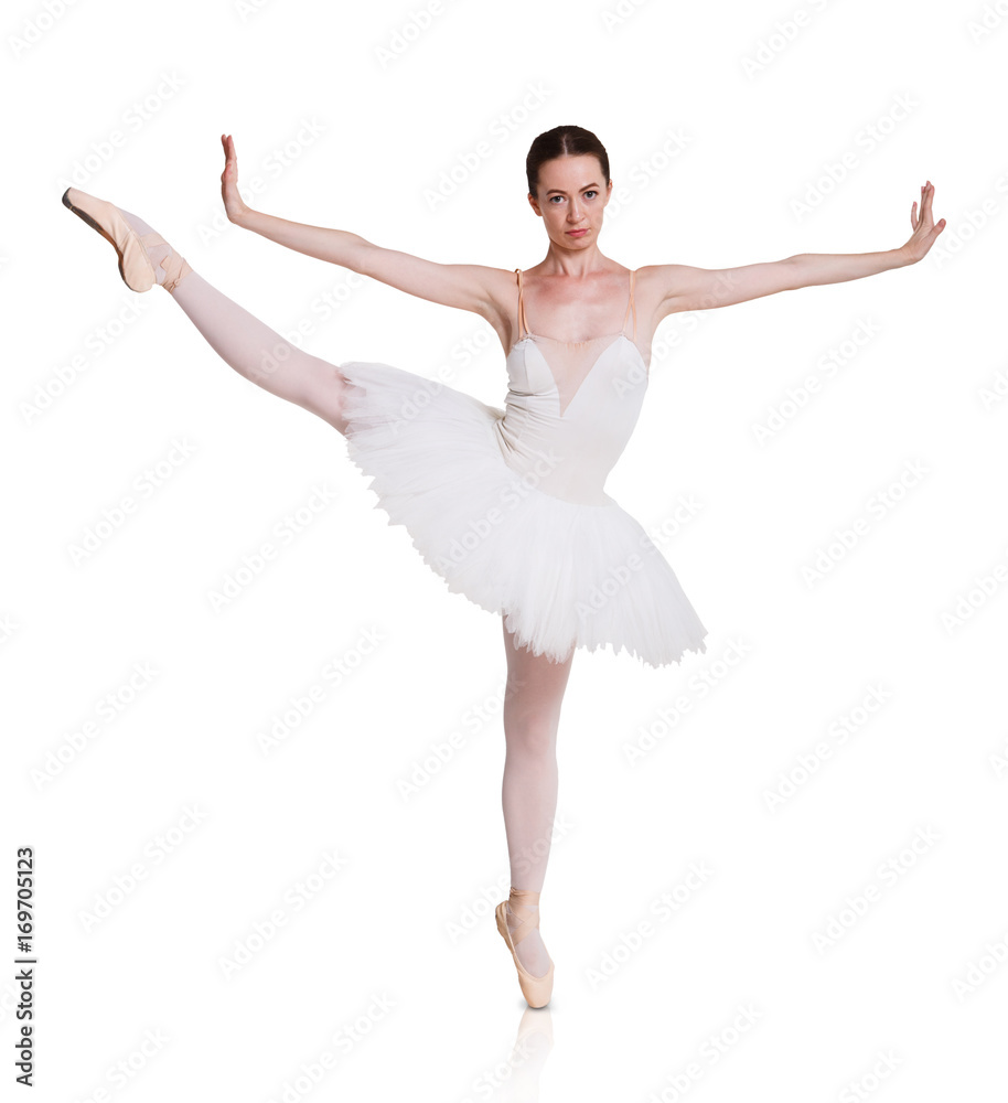 Obraz premium Ballerina in tutu skirt isolated at white