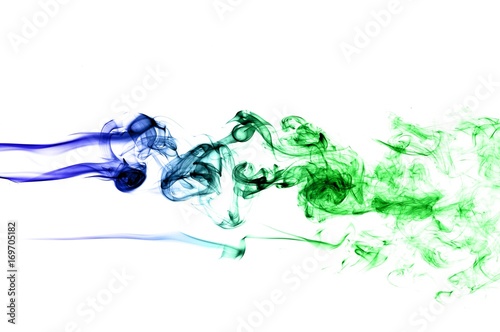 Abstract background wave of smoke.Blue and green wave