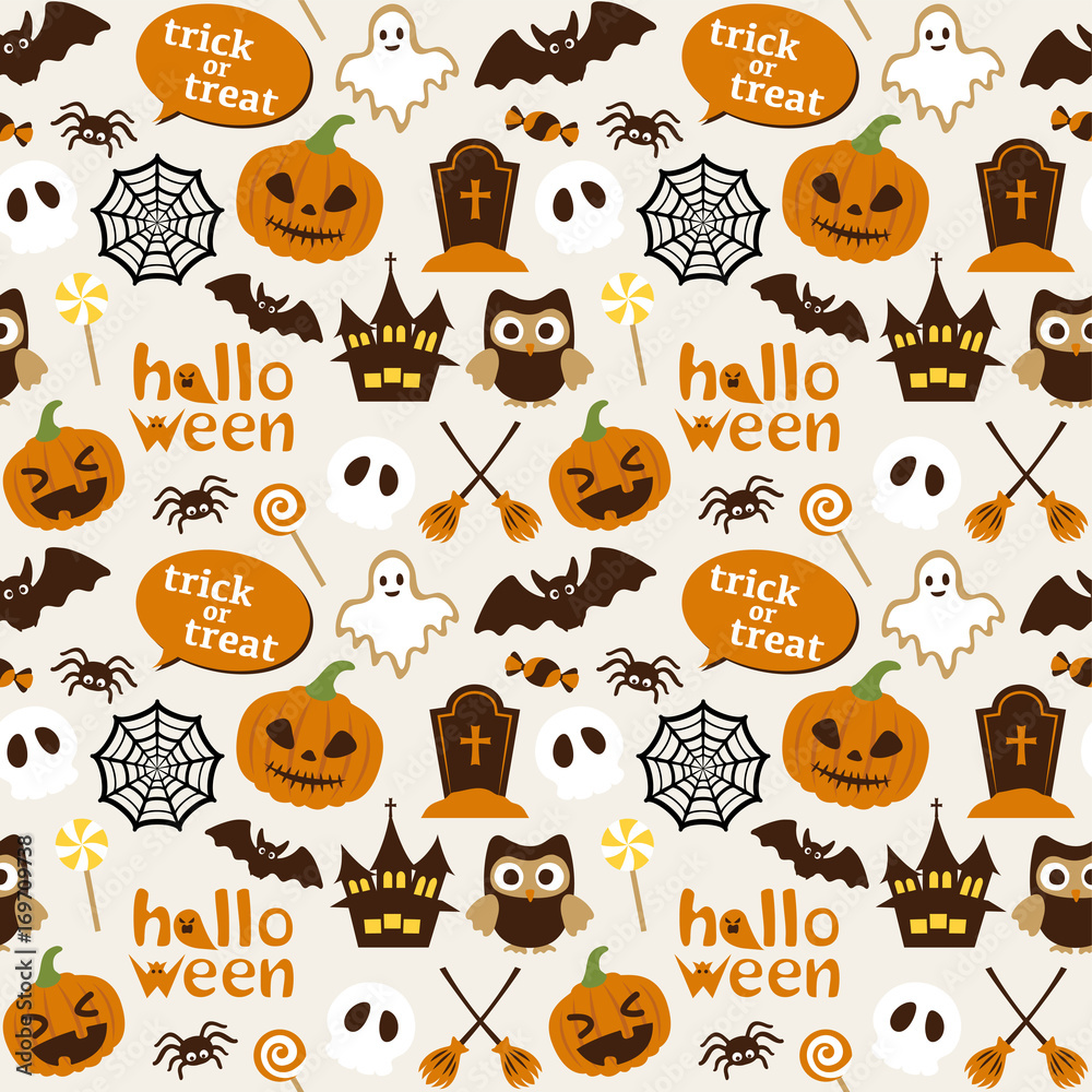 ハロウィン シームレスパターン背景素材 Stock Vector | Adobe Stock