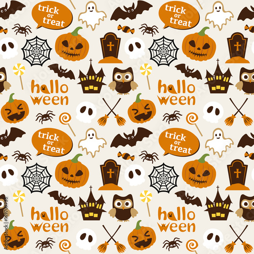 ハロウィン　シームレスパターン背景素材