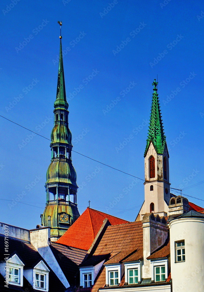 Roofs, dormers and church towers (Old Riga, Latvia)