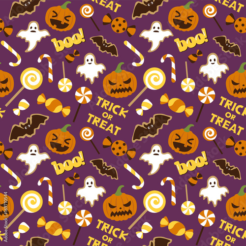 ハロウィン　シームレスパターン背景素材