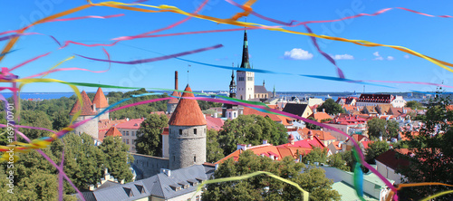 View of the old town of Tallinn (Europe) from the observation deck / Festival