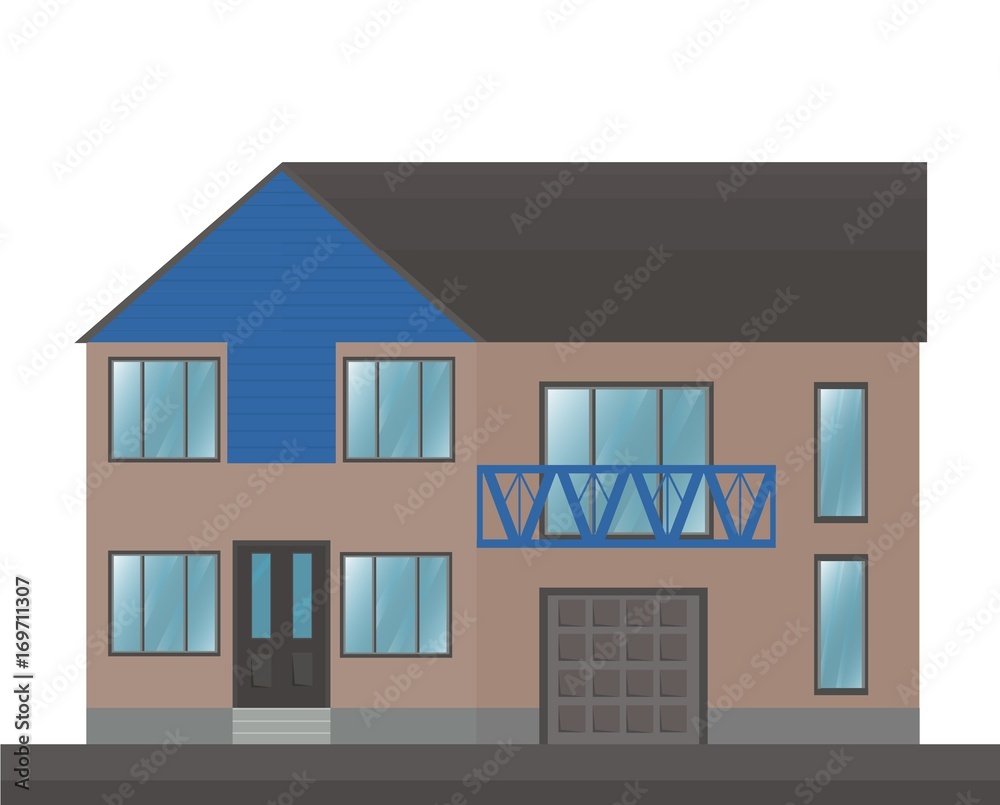 House building facade architecture Vector illustration. flat style House building facade architecture Vector illustration. flat style