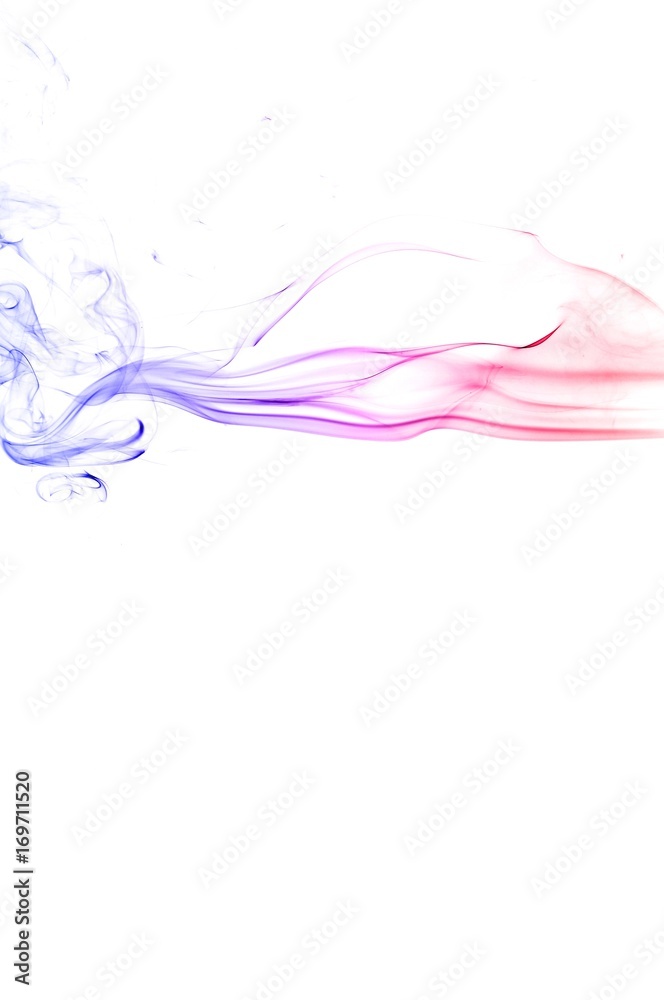 Fototapeta premium Abstract colorful smoke on white background, smoke background,colorful ink background,red, Blue,beautiful color smoke