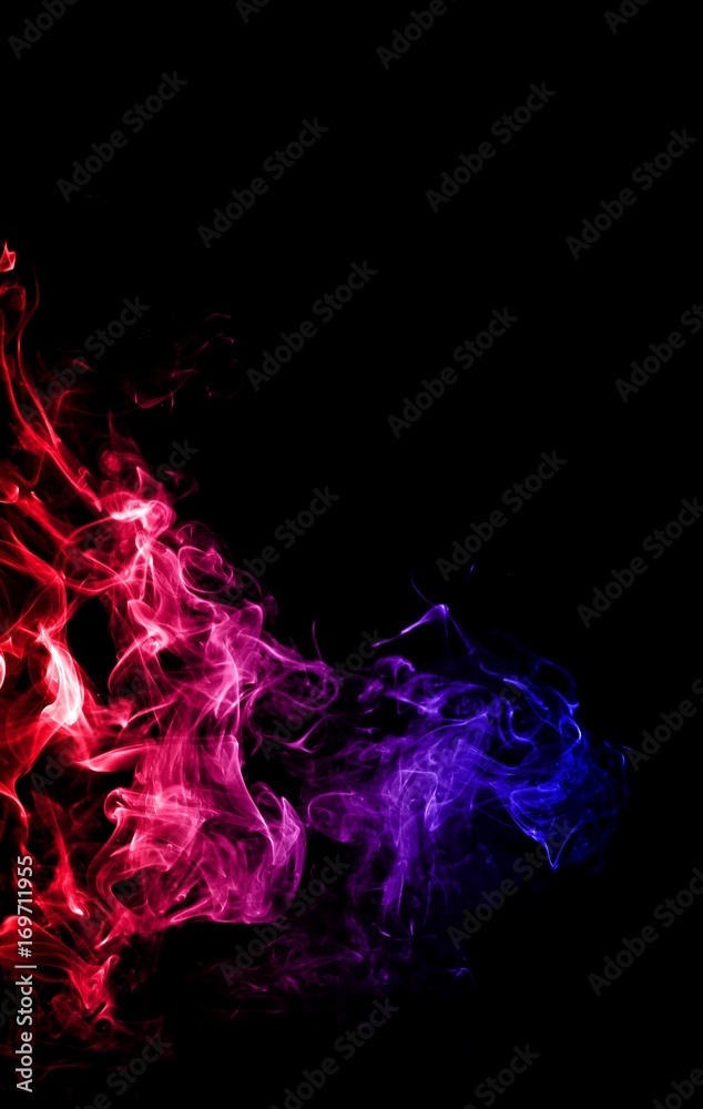 Abstract colorful smoke on black background, smoke background,colorful ink  background,red and Blue fire,beautiful color smoke Stock Photo | Adobe Stock