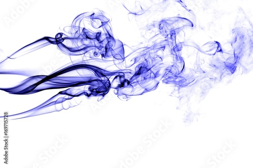 Abstract blue smoke on white background, blue background,blue ink background