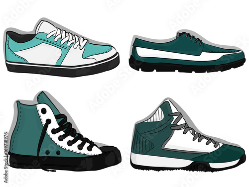 A set of shoes. Blue and dark blue sport shoes eps 10 illustration