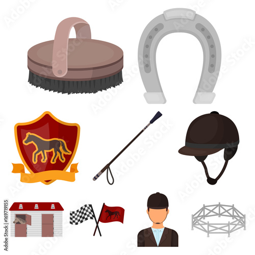 Races on horseback, hippodrome. Horse racing and equipping riders.Hippodrome and horse icon in set collection on cartoon style vector symbol stock illustration.