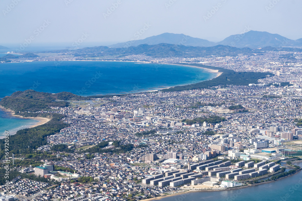 Aerial view of Fukuoka City in Fukuoka, Japan. (福岡航空写真) 