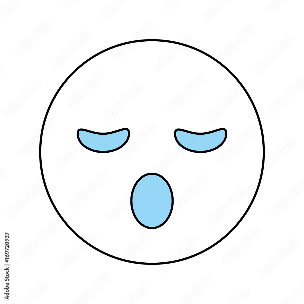 Sleepy cartoon face icon Emoticon caricature and character theme Isolated design Vector illustration