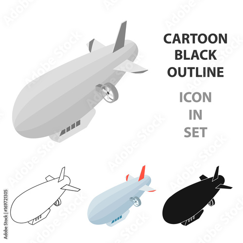 Airship icon in cartoon style isolated on white background. Transportation symbol stock vector illustration.