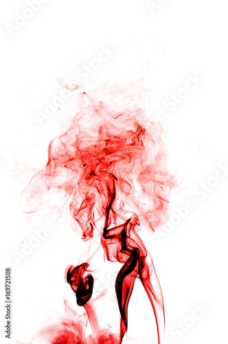 Abstract red smoke on white background, red background,red ink on white background