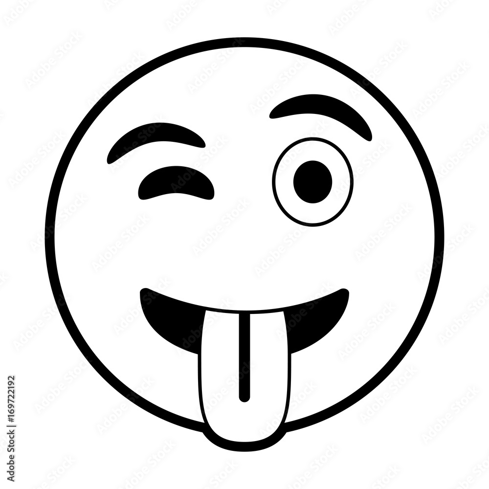 Fototapeta premium Funny cartoon face icon Emoticon caricature and character theme Isolated design Vector illustration