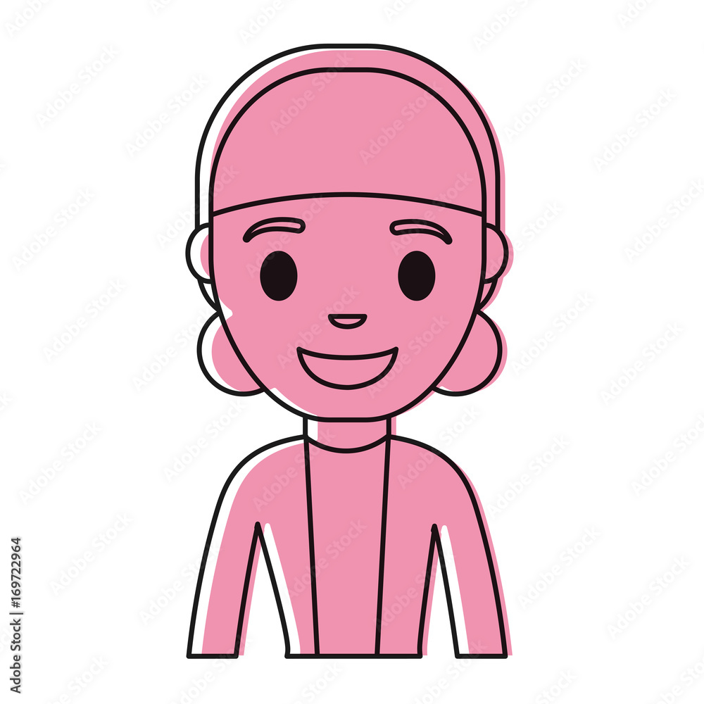 cartoon young woman smiling icon over white background colorful design vector illustration