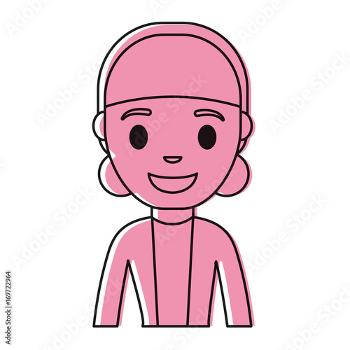 cartoon young woman smiling icon over white background colorful design vector illustration