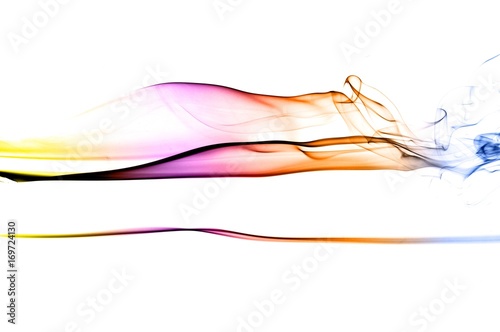 Abstract colorful smoke on white background, smoke background,colorful ink background,Yellow, Violet, Orange, Blue,beautiful color smoke