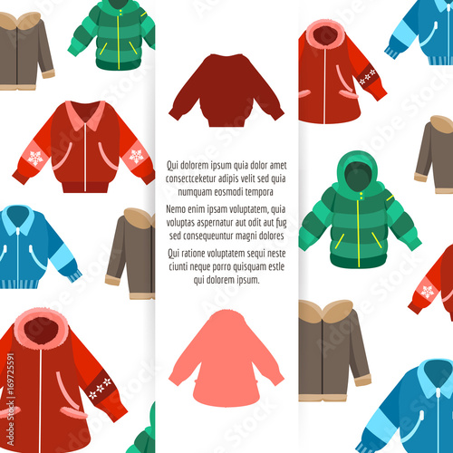 Winter jackets poster design on white backgroud, vector illustration