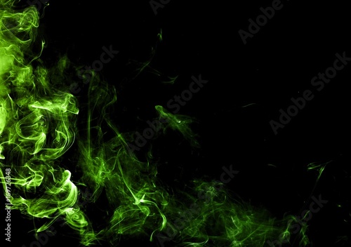 Abstract green smoke on black background, smoke background,green ink background,green, beautiful color smoke