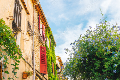 Picturesque small alleyway in Antibes, Cote d'Azur, France photo