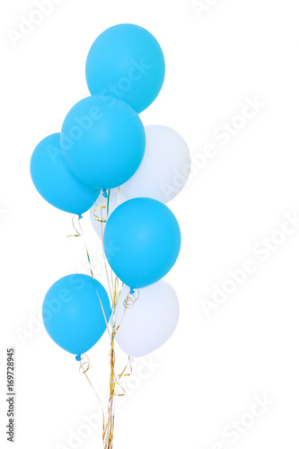 blue and white balloons isolated