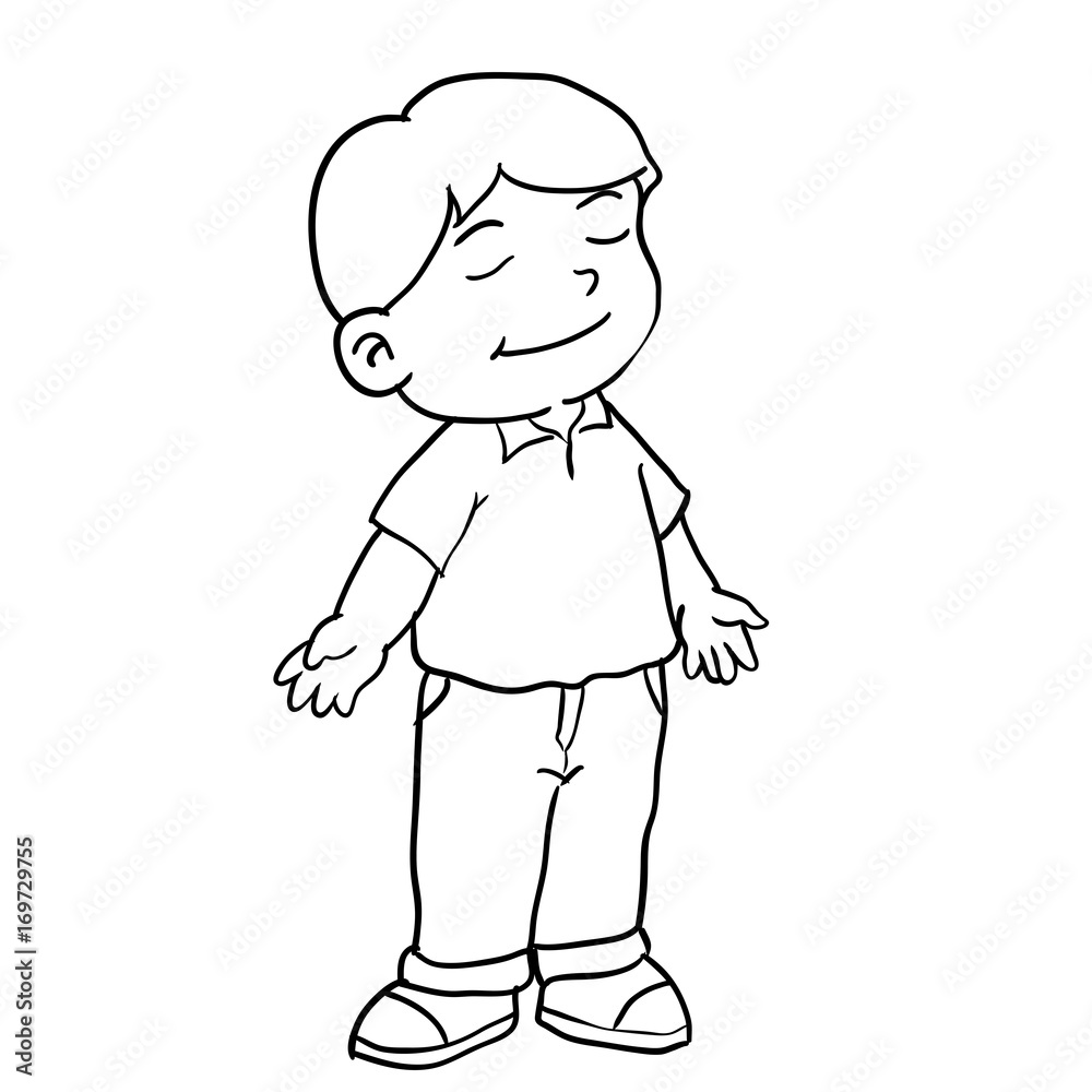 Hand drawing of boy standing -Vector Illustration Hand drawing of boy standing -Vector Illustration