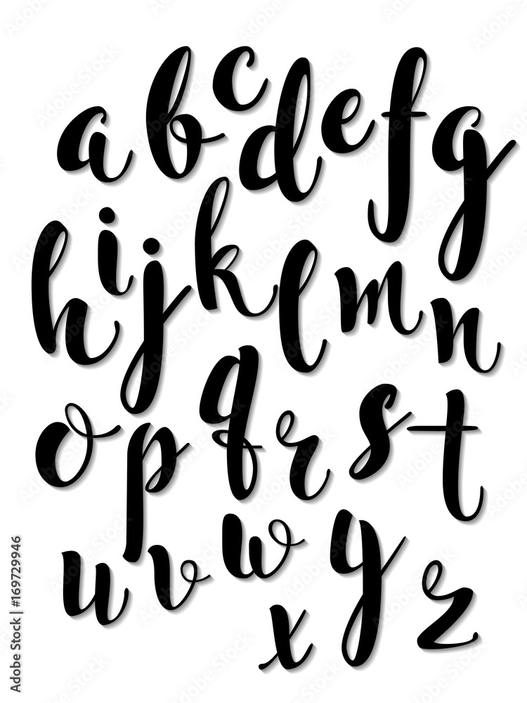 Calligraphic vector font. Handwritten alphabet in brush style. Hand Lettering. Modern Typography. Calligraphic vector font. Handwritten alphabet in brush style. Hand Lettering. Modern Typography.