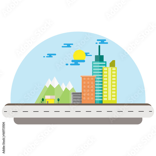 City scape flat design modern vector illustration.