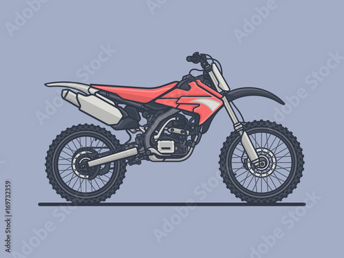 Motocross Bike. Sport Bike Flat Vector Illustration