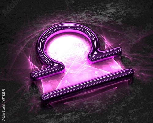 Sign of the zodiac in pink metal with caustics - Libra