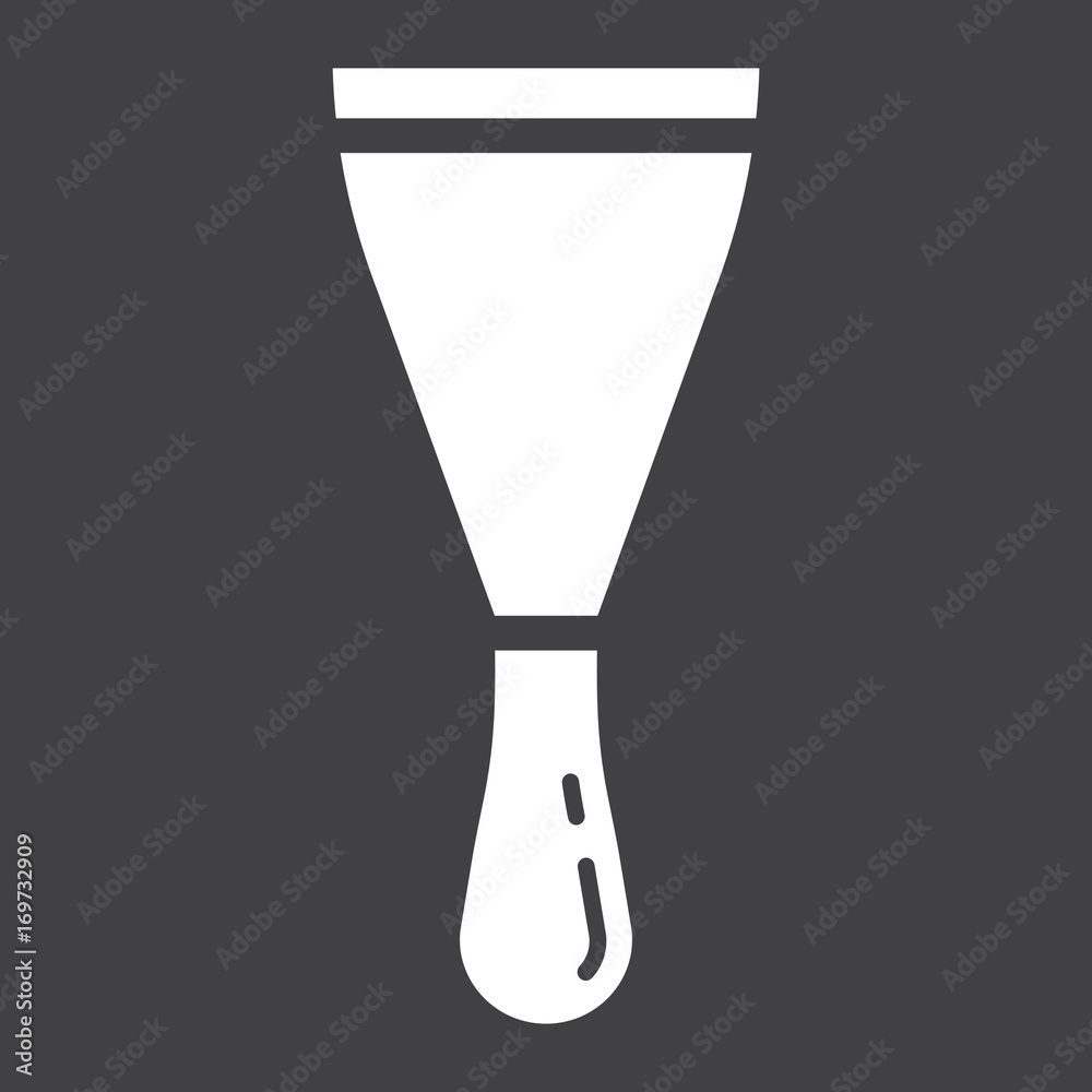 Putty knife glyph icon, build and repair, spatula sign vector graphics, a solid pattern on a black background, eps 10. Putty knife glyph icon, build and repair, spatula sign vector graphics, a solid pattern on a black background, eps 10.