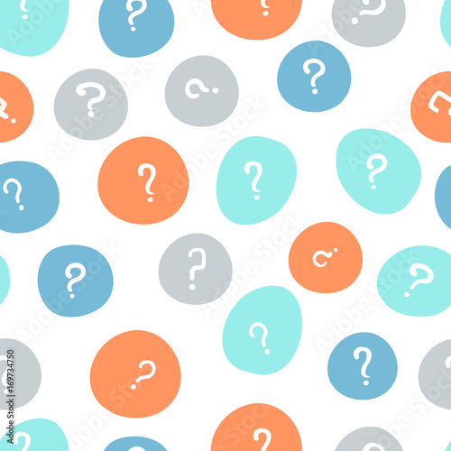 Vector color hand drawn question mark seamless pattern