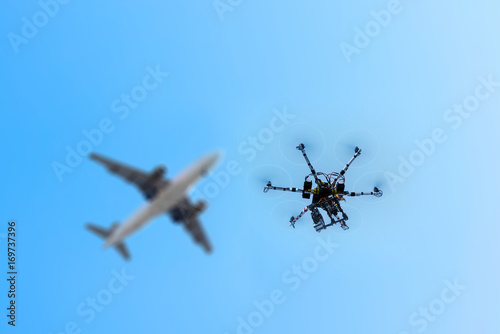 drone flying dangerously close to manned aircraft