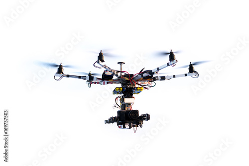 Fototapeta Naklejka Na Ścianę i Meble -  Professional drone isolated on white background.