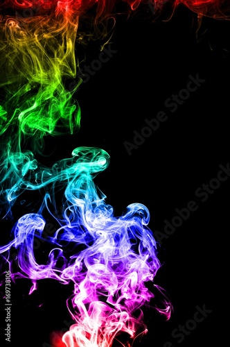 Abstract colorful smoke on black background, smoke background,colorful ink background,rainbow Blue,beautiful color smoke