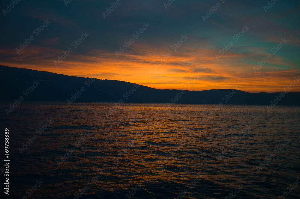 Beautiful sunset on the Italian lake Garda
