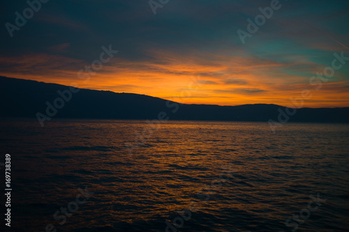 Beautiful sunset on the Italian lake Garda