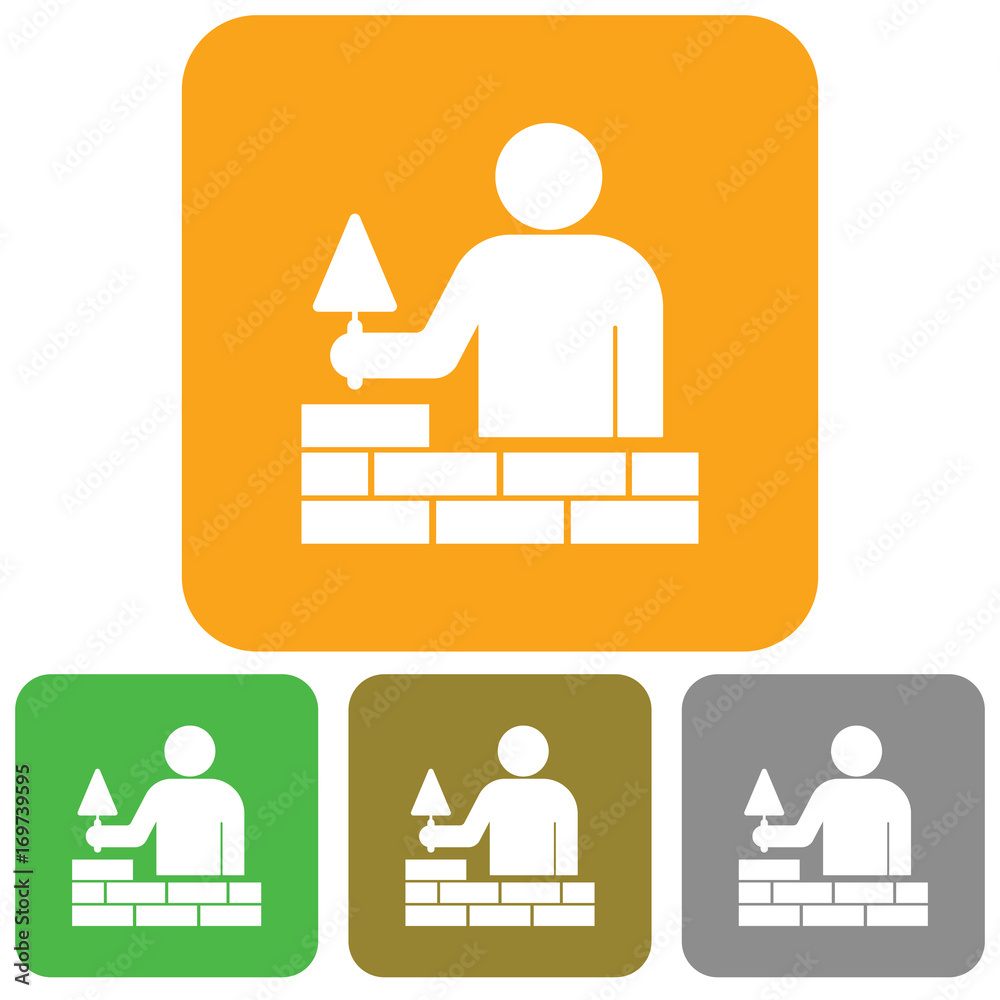Brick layer tiler mason worker with trowe Brick layer tiler mason worker with trowe