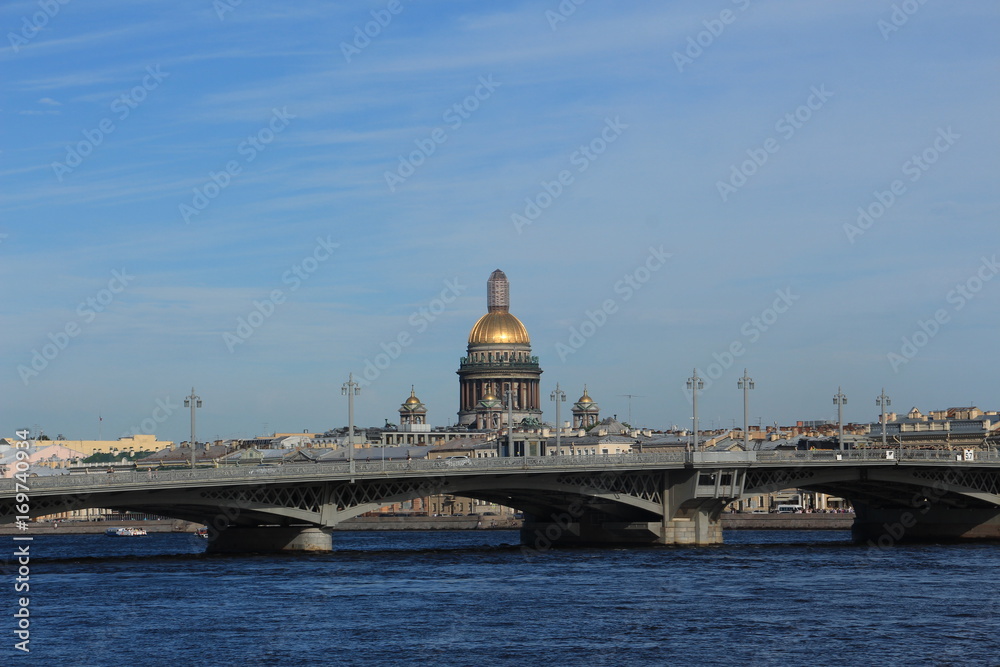 Russia, St. Petersburg, view of St. Isaac's Cathedral from the Neva