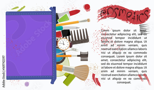 Cosmetics and accessories and space for text mockup