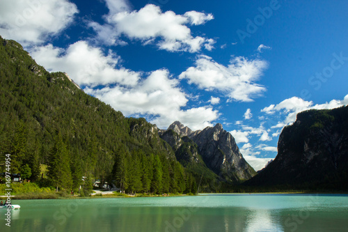 view of amazing Durrensee lake in Italy