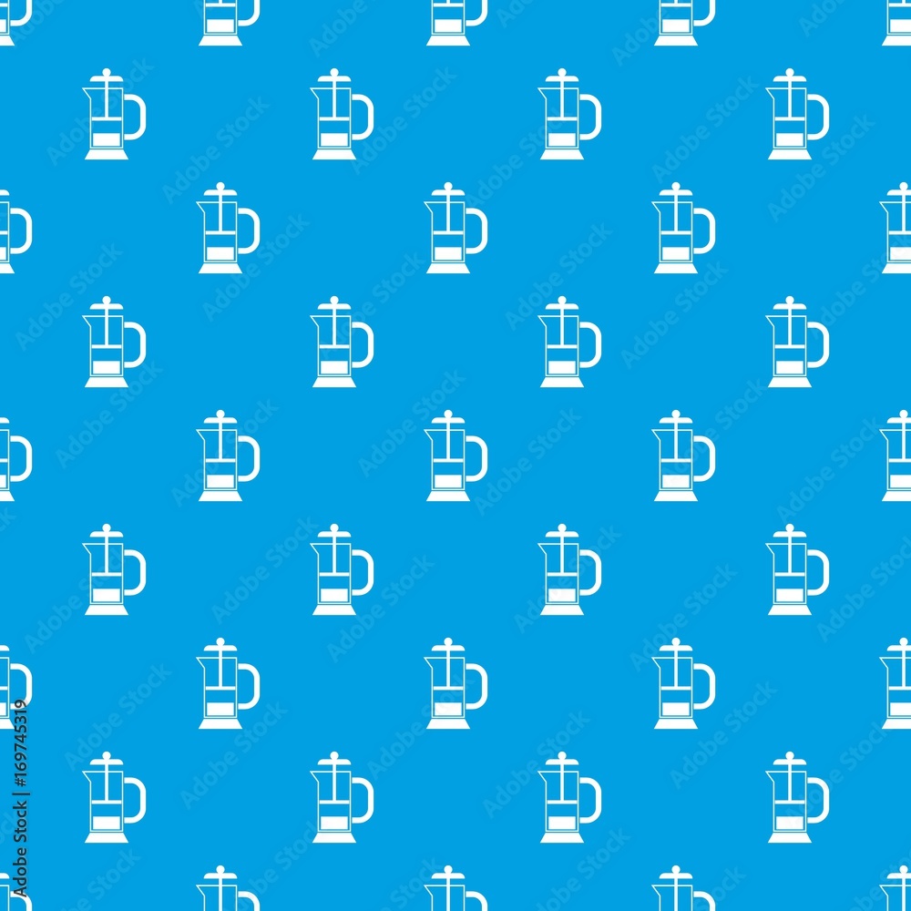 French press coffee maker pattern seamless blue