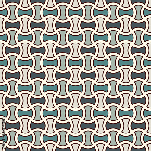 Apple core quilts texture. Bow tie motif. Seamless surface pattern design with interlocking axehead figures.