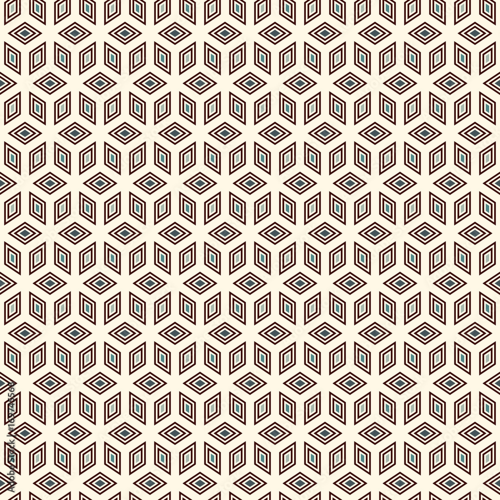 Repeated cubes background. Geometric shapes wallpaper. Seamless surface pattern design with polygons.