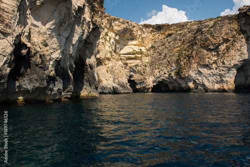 Blue grotto seen from a boat trip. Malta